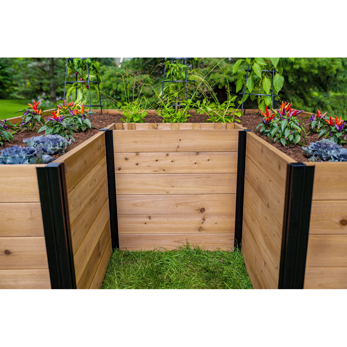 Mezza Keyhole Composting Wood Raised Garden Bed